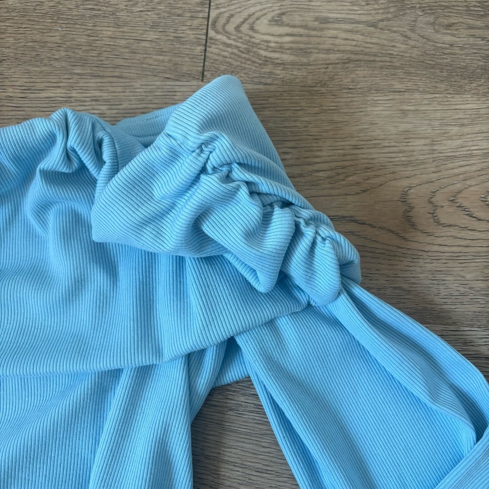 Shein Blue Fitted Off Shoulder Maternity Dress - Picture 5 of 9